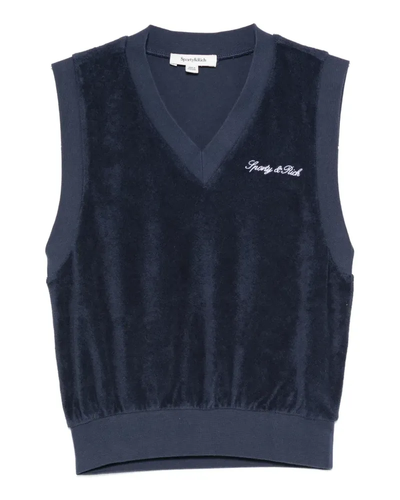 SPORTY & RICH Filippa Frottee-Weste mit Logo-Stickerei - Blau Blau