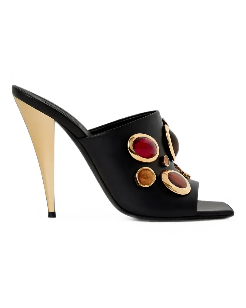 Givenchy Sliced Square Mules aus Leder mit Schmuck - Schwarz Schwarz