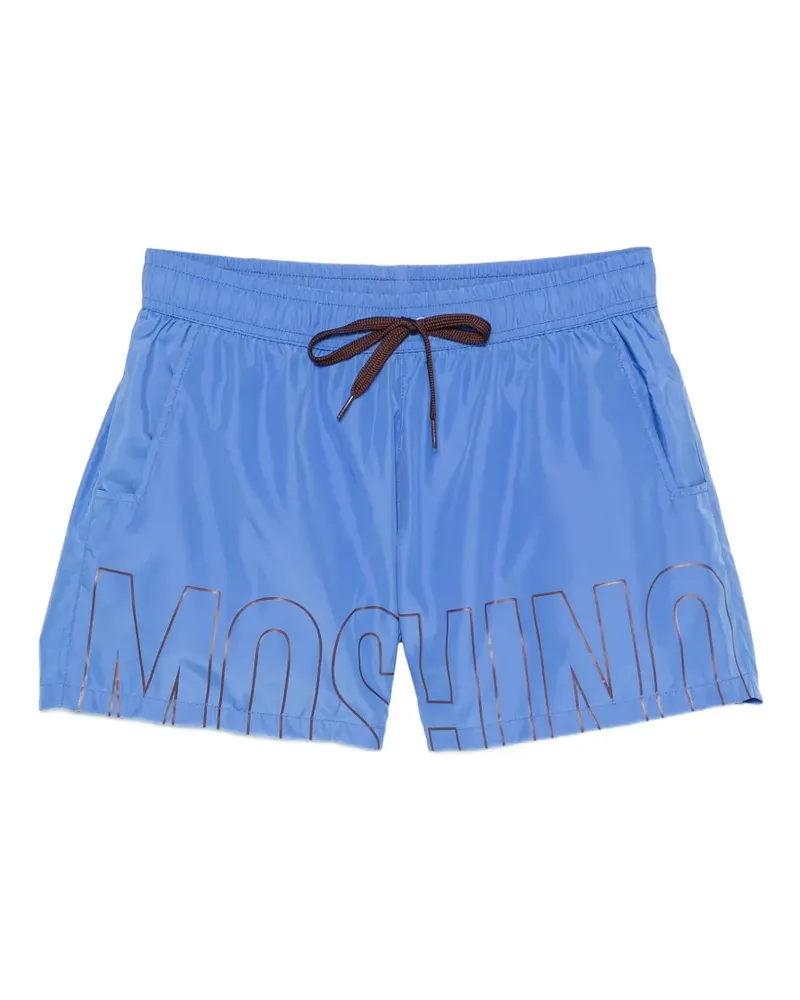 Moschino logo-print drawstring swim shorts - Blau Blau