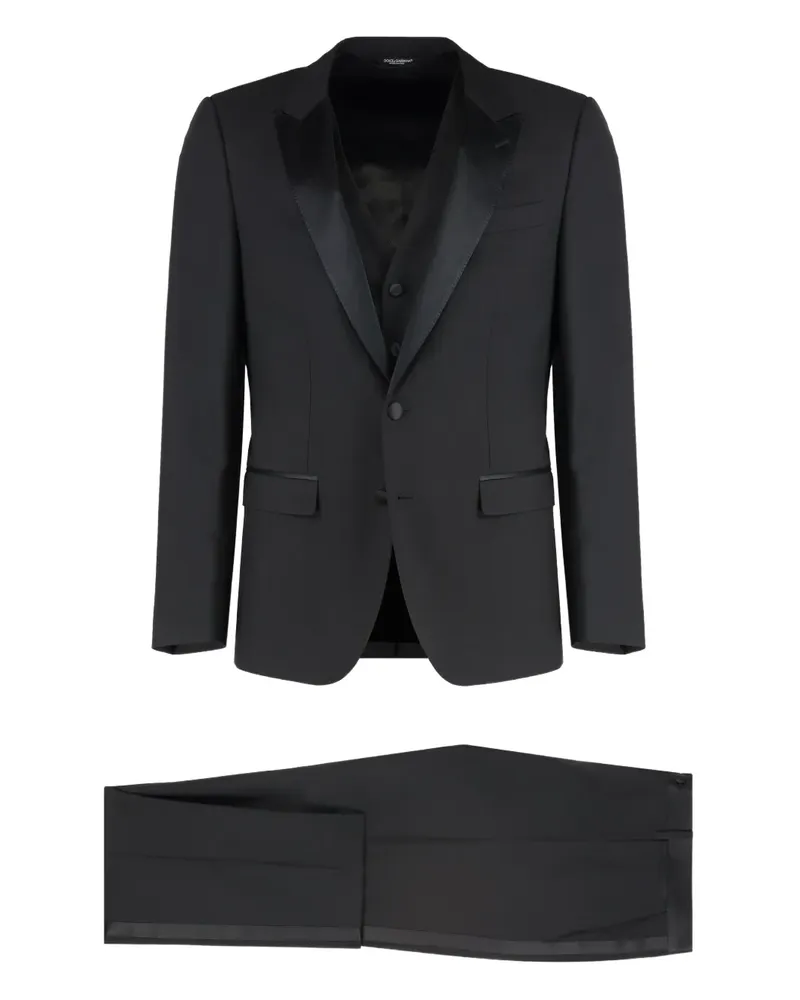Dolce & Gabbana satin-lapels three-pieces suit - Schwarz Schwarz