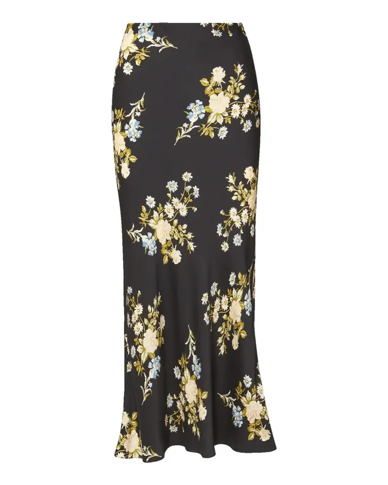 Veronica Beard CLover Maxirock mit Blumenprint - Schwarz Schwarz