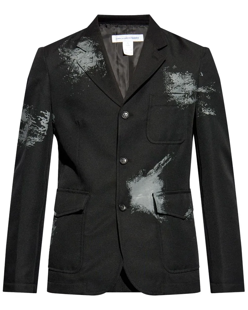 Comme des Garçons Sakko mit Farbklecks-Print Schwarz