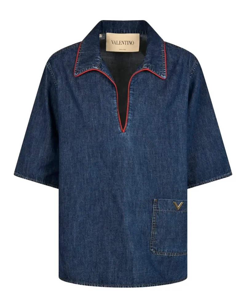 Valentino Garavani VLogo T-Shirt mit Kontrastbesatz - Blau Blau