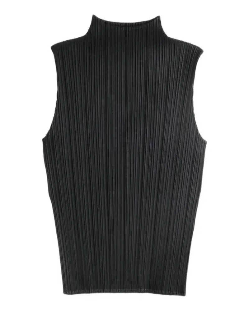 Issey Miyake pleated high-neck top - Schwarz Schwarz
