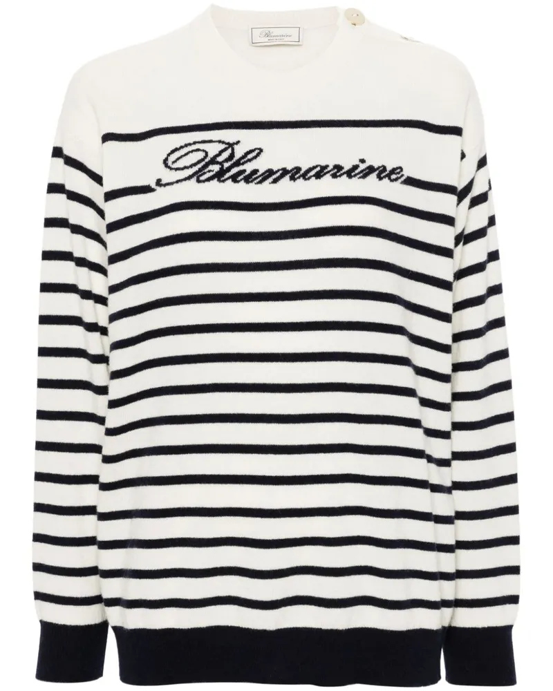 Blumarine Pullover mit Logo-Intarsie - Nude Nude