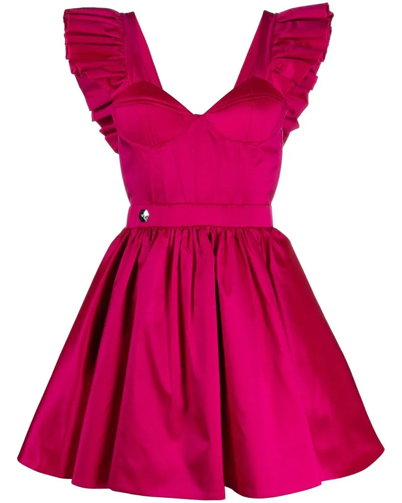 Philipp Plein Minikleid mit Rüschenärmeln - Rosa Rosa