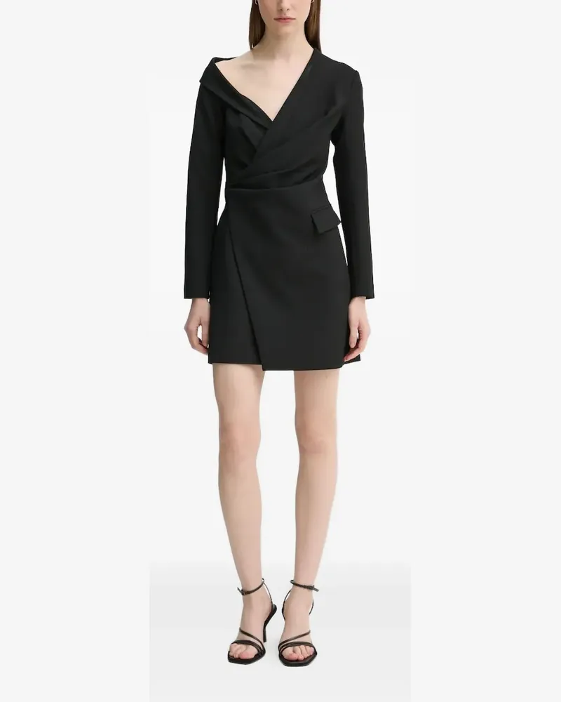 A.L.C. Drapiertes Minikleid mit asymmetrischen Schultern - Schwarz Schwarz