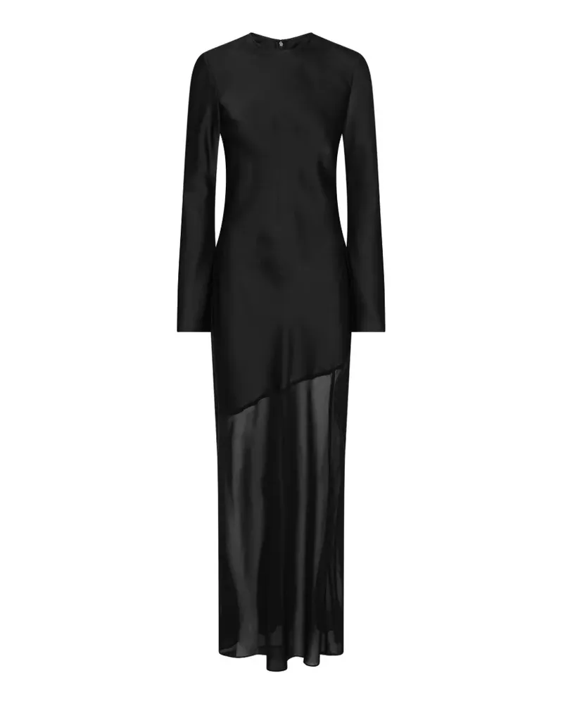 ROTATE Birger Christensen maxi Ls slit dress black - Schwarz Schwarz