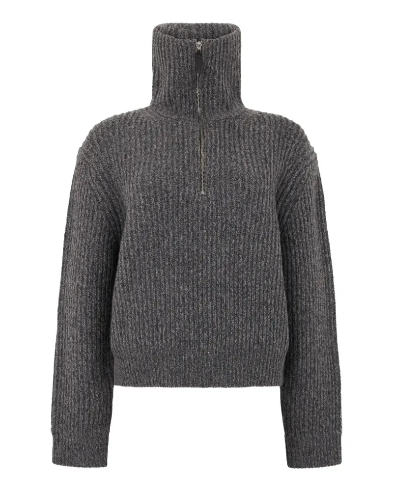 Vince Gerippter Pullover mit Reißverschluss - Grau Grau
