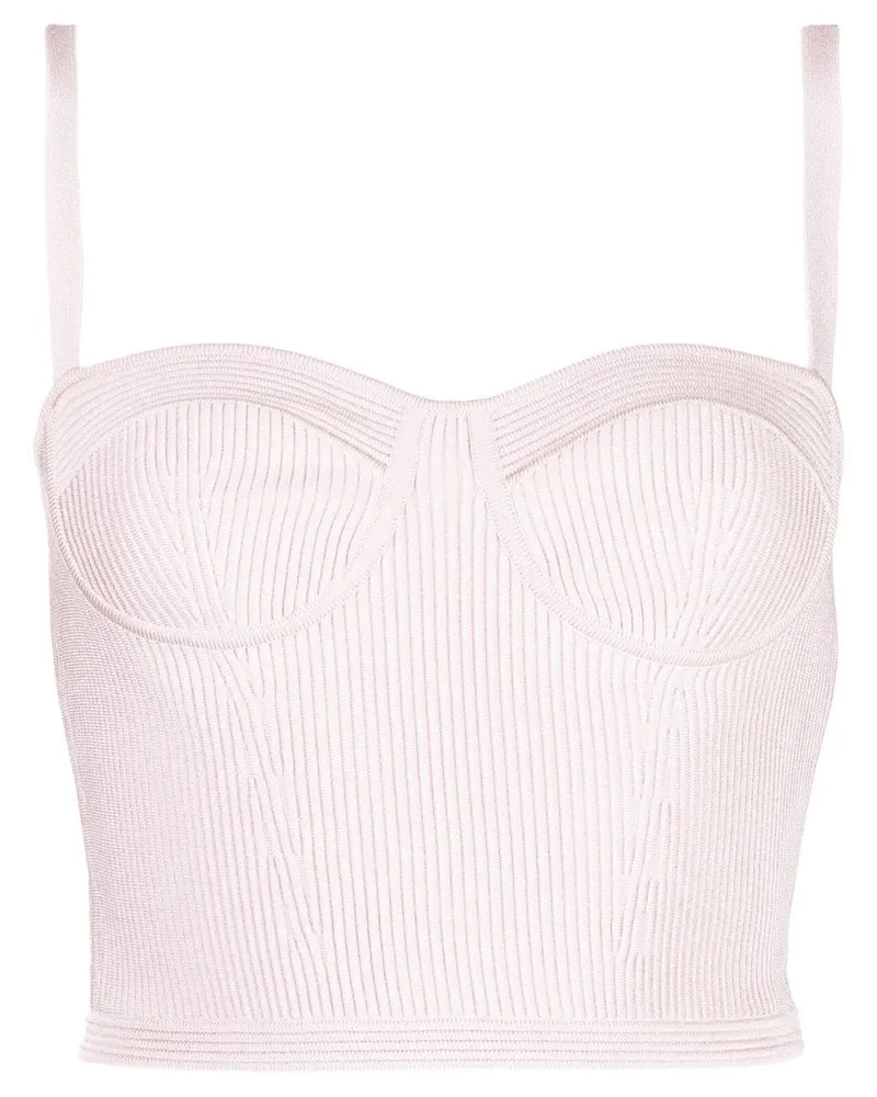 Alexander McQueen Geripptes Bustier-Top - Rosa Rosa