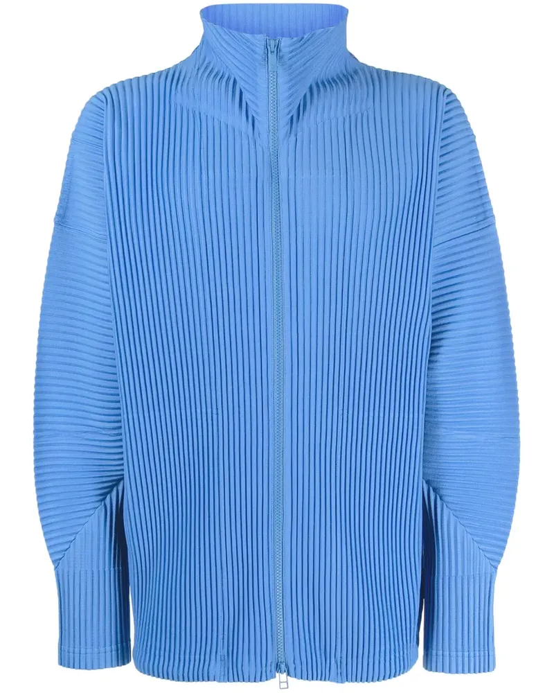 Issey Miyake Plissierte Jacke mit Reißverschluss - Blau Blau