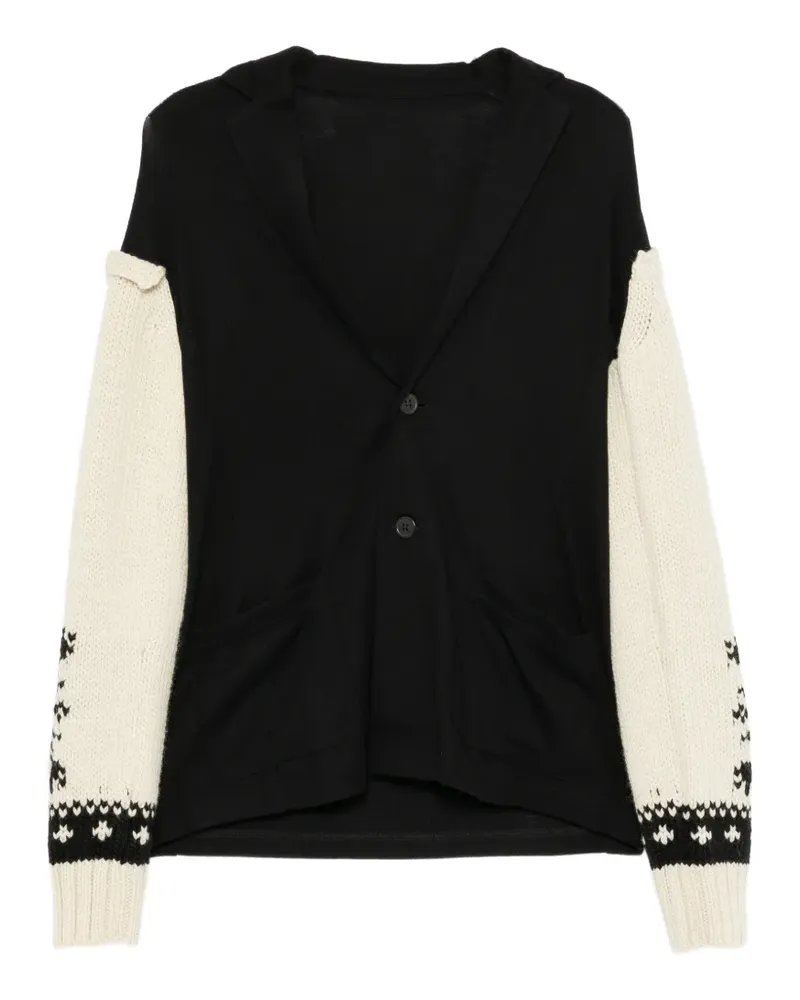 Yohji Yamamoto Cardigan mit Schnee-Muster - Schwarz Schwarz