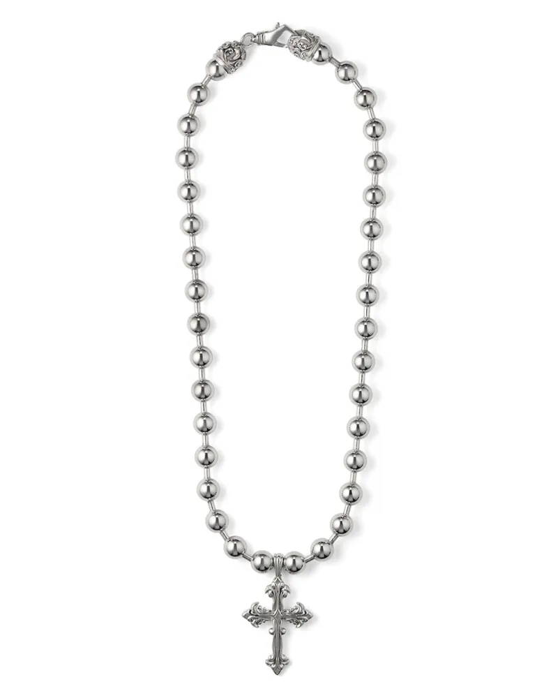 Emanuele Bicocchi Kugelkette mit Kreuz-Anhänger - Silber Silber