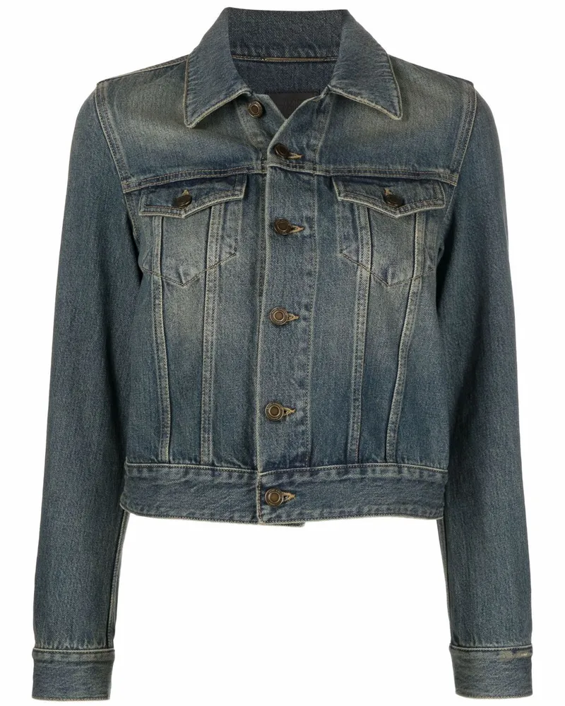 Saint Laurent Ausgeblichene Jeansjacke Blau