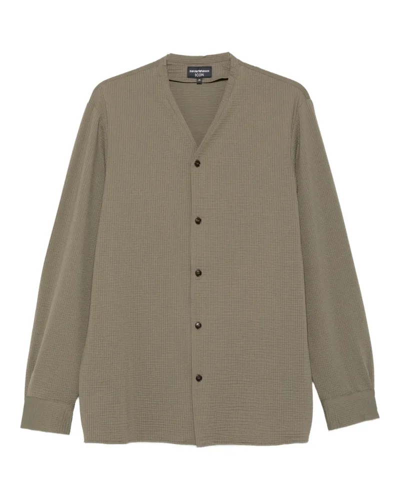 Emporio Armani button-up V-neck shirt - Grün Grün