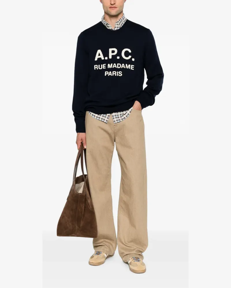A.P.C. Rue Madame Paris logo-detail wool jumper - Blau Blau