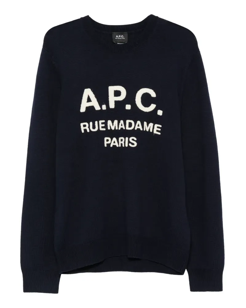 A.P.C. Rue Madame Paris logo-detail wool jumper - Blau Blau