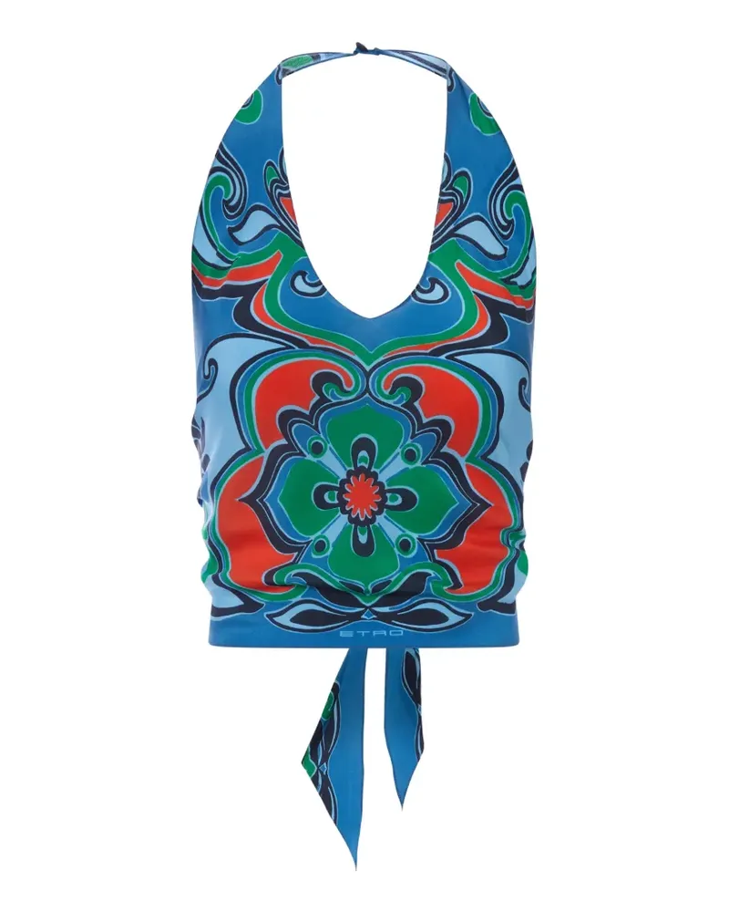 Etro silk halter top - Blau Blau