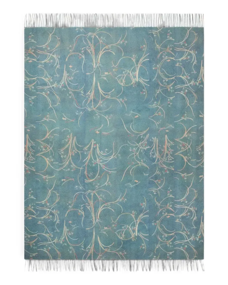 Pierre-Louis Mascia Sidney floral-detail fringed scarf - Blau Blau