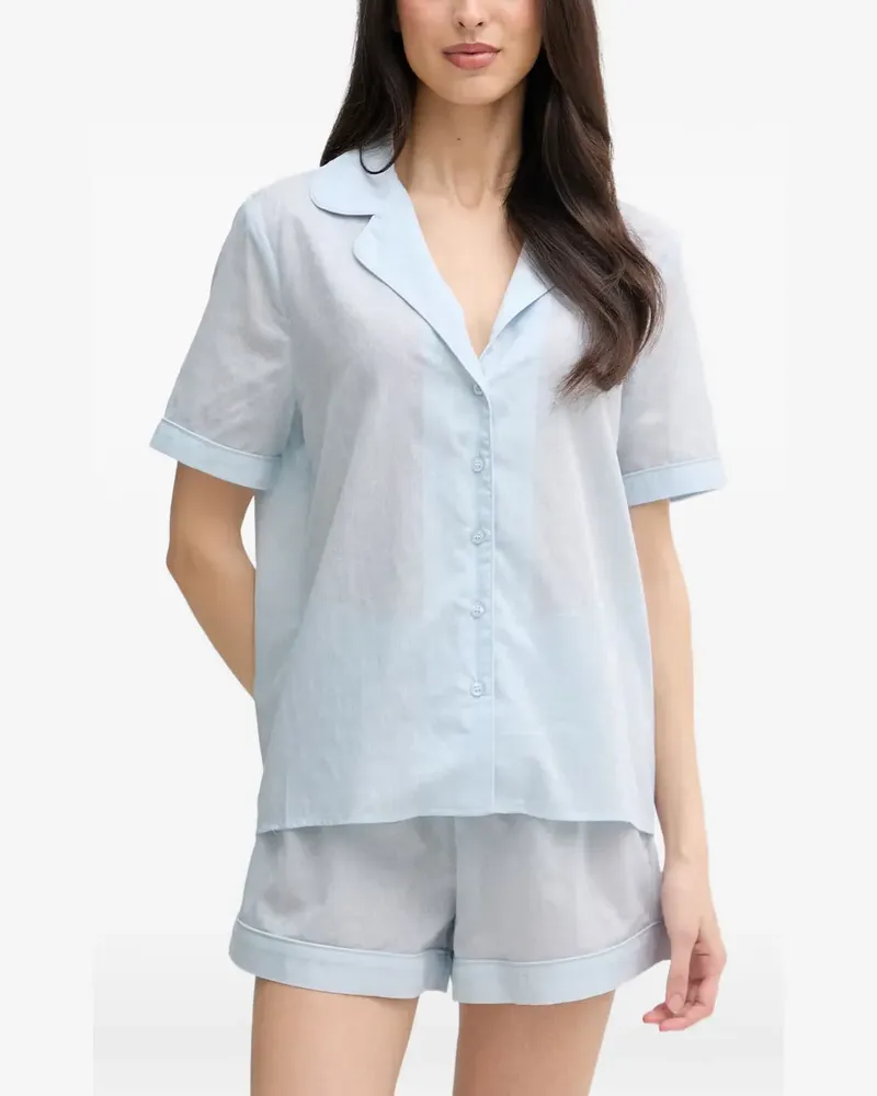 Guess Kurzärmeliger Emile Pyjama mit Logo-Jacquard - Blau Blau
