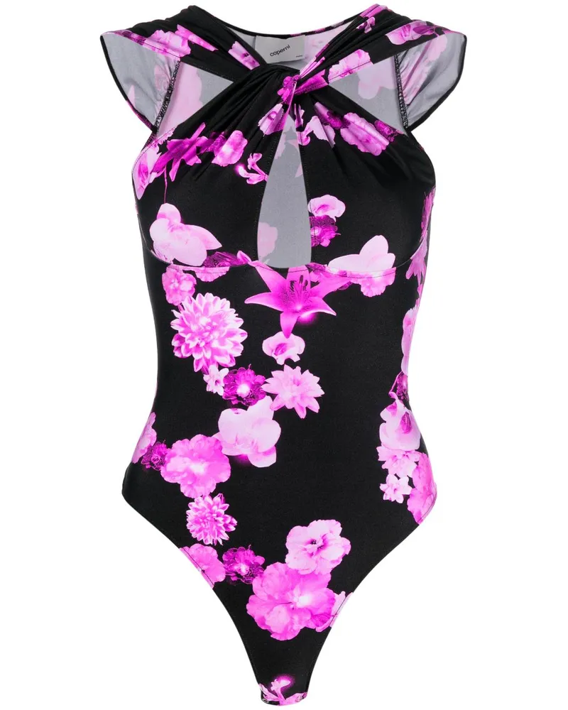 COPERNI Body mit Blumen-Print - Schwarz Schwarz