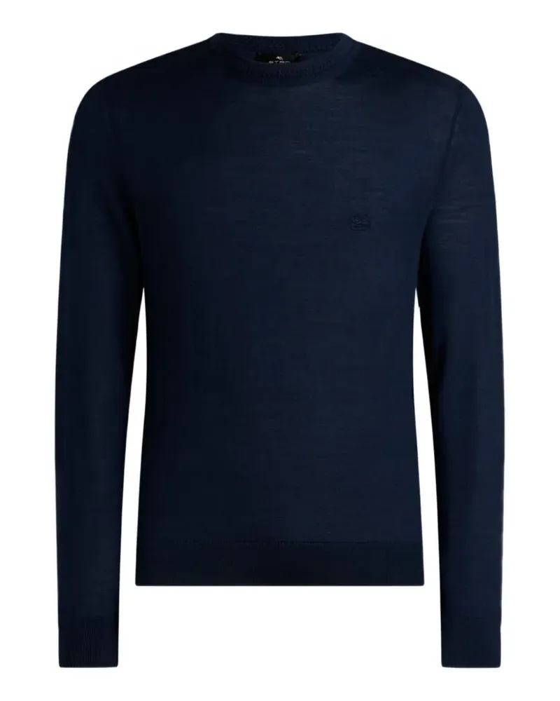 Etro wool and silk sweater with pegaso embroidery - Blau Blau
