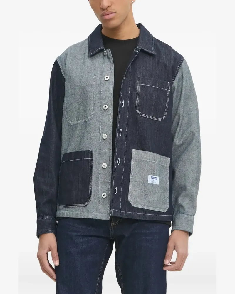 HUGO BOSS Eberse Jeanshemd im Patchwork-Look - Blau Blau