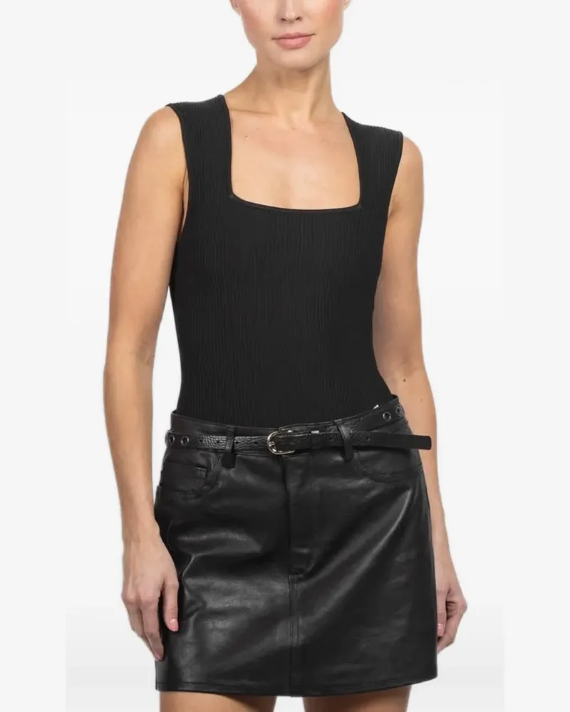 DL1961  square-neck ribbed top - Schwarz Schwarz