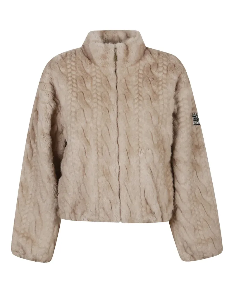 Ermanno Scervino cable-knit faux-fur jacket - Braun Braun
