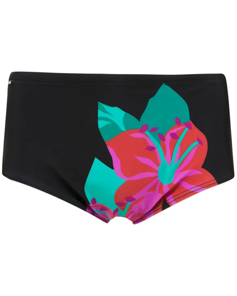 Amir Slama Badehose mit Blumen-Print - Schwarz Schwarz