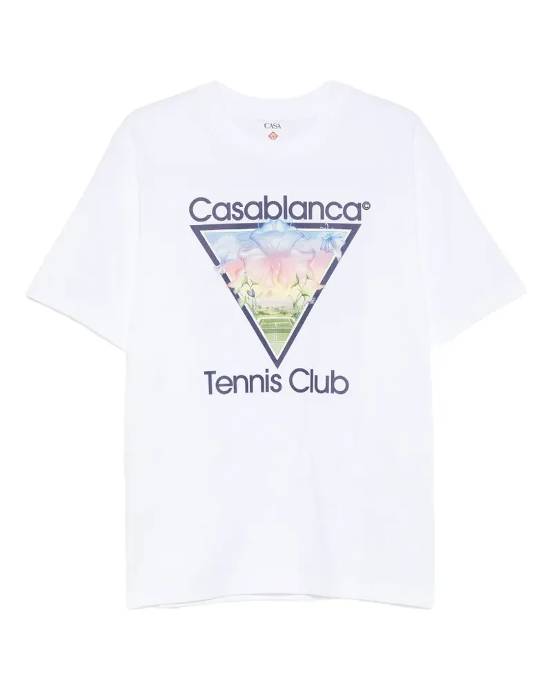 Casablanca Paris Tennis Club Icon T-Shirt mit grafischem Print - Weiß Weiß