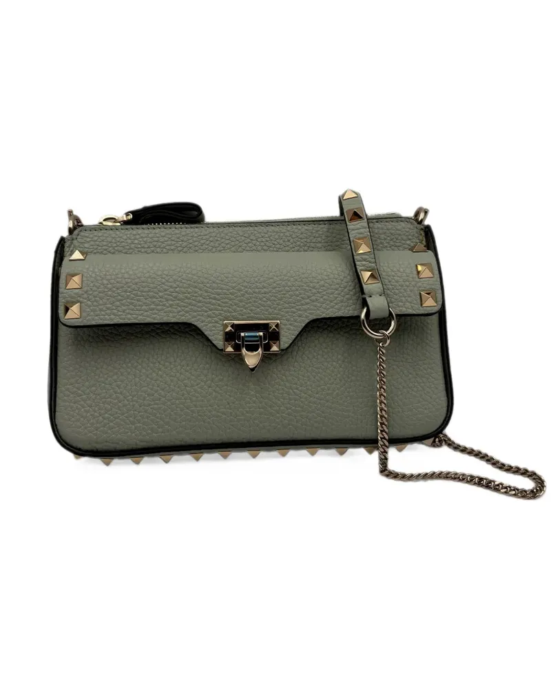 Valentino Garavani Rockstud pebbled shoulder bag - Grün Grün