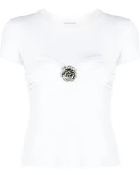 Blumarine T-Shirt mit Blumenapplikation Weiß