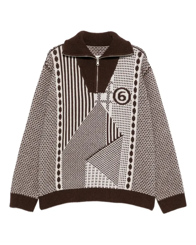 Maison Margiela Patchwork-Strick mit kurzem Reißverschluss - Braun Braun