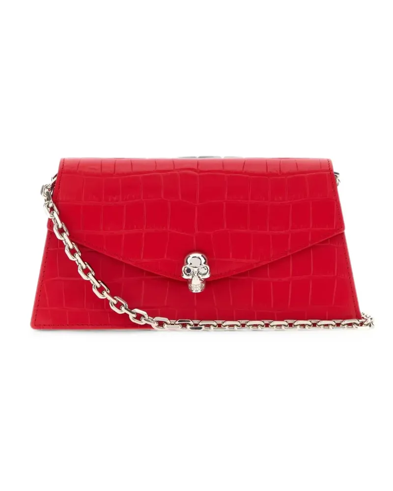 Alexander McQueen Skull crocodile-effect shoulder bag - Rot Rot