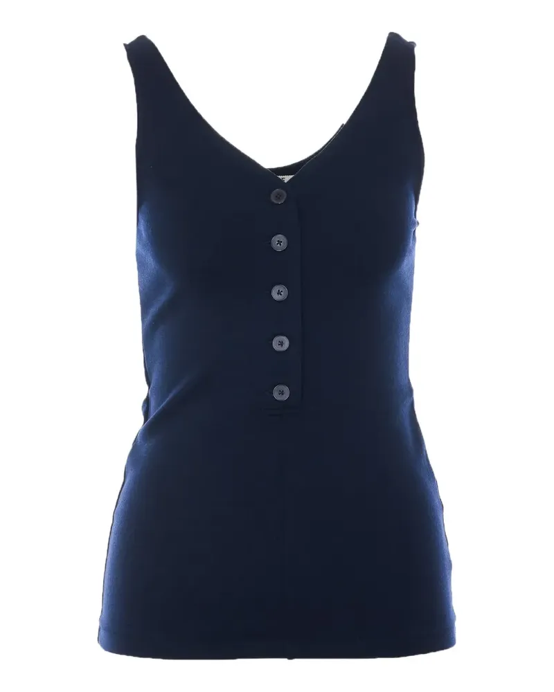 AURALEE button-front V-neck tank top - Blau Blau