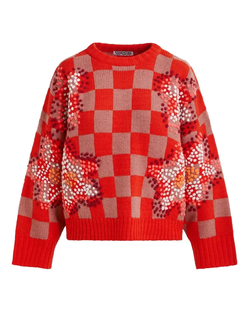 Essentiel Inter Pullover mit Schachbrettmuster - Rot Rot