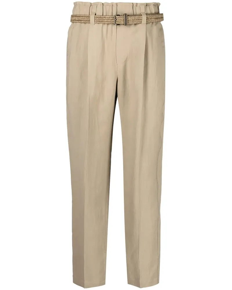 Brunello Cucinelli Hoch sitzende Hose mit Gürtel - Nude Nude