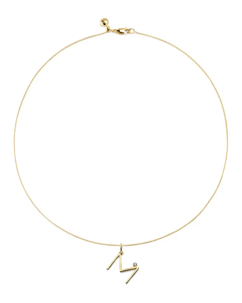 Monica Vinader solitaire diamond initial M pendant - Gold Gold