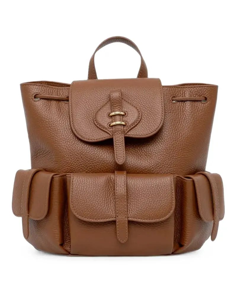 Coccinelle medium Mavery Pocket grained-leather backpack - Braun Braun
