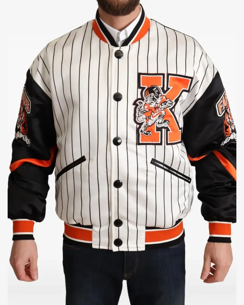 Dolce & Gabbana Baseballjacke mit Nadelstreifen-Tiger - Schwarz Schwarz