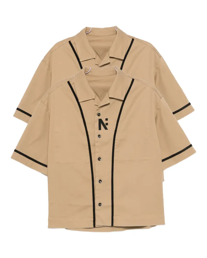 nine:inthe:morning Orazio logo-embroidered shirt - Nude Nude