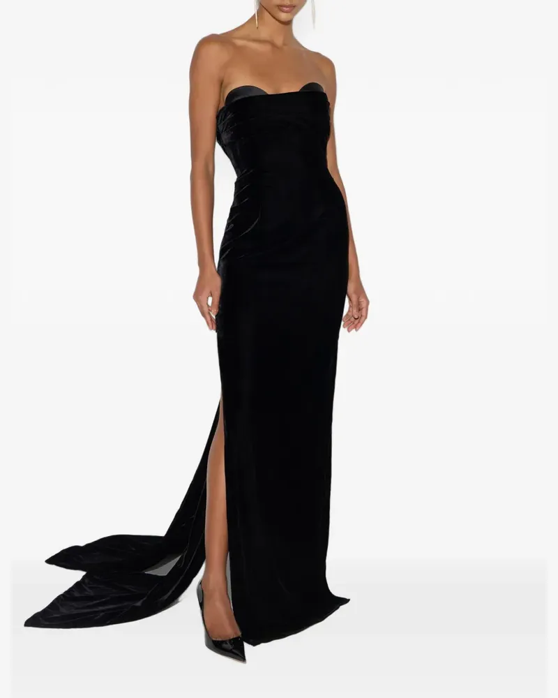 Elisabetta Franchi Red Carpet Kleid aus Samt - Schwarz Schwarz