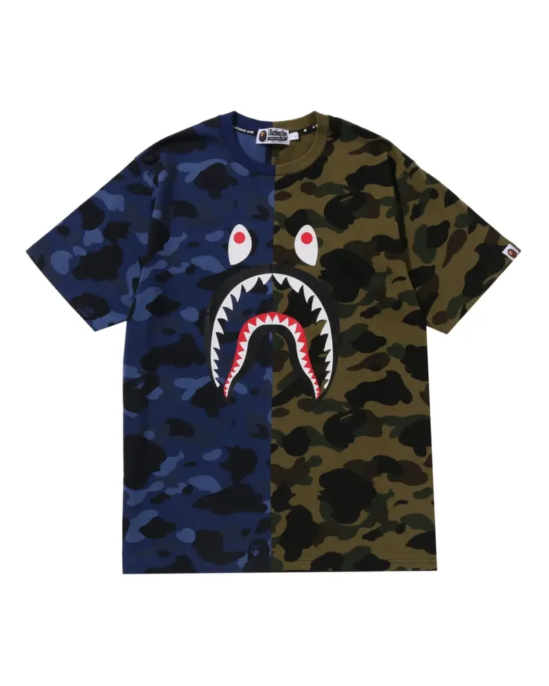 BAPE Split Camo Shark cotton T-shirt - Grün Grün