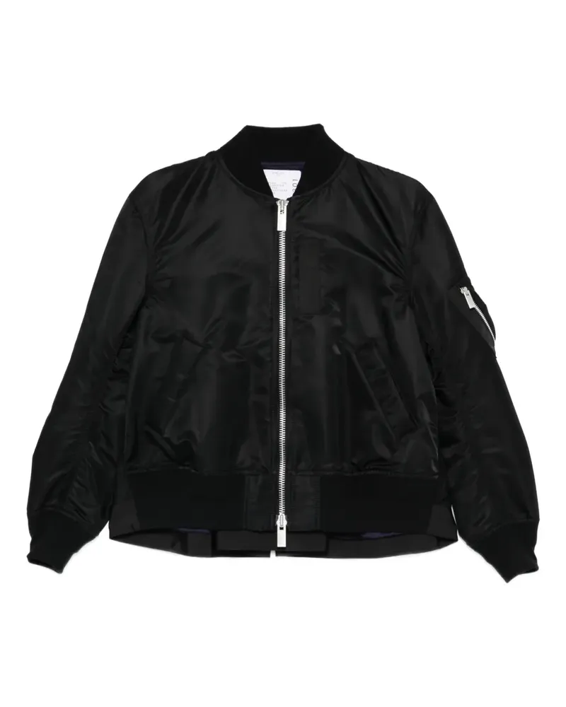 Sacai pleat-detail bomber jacket - Schwarz Schwarz