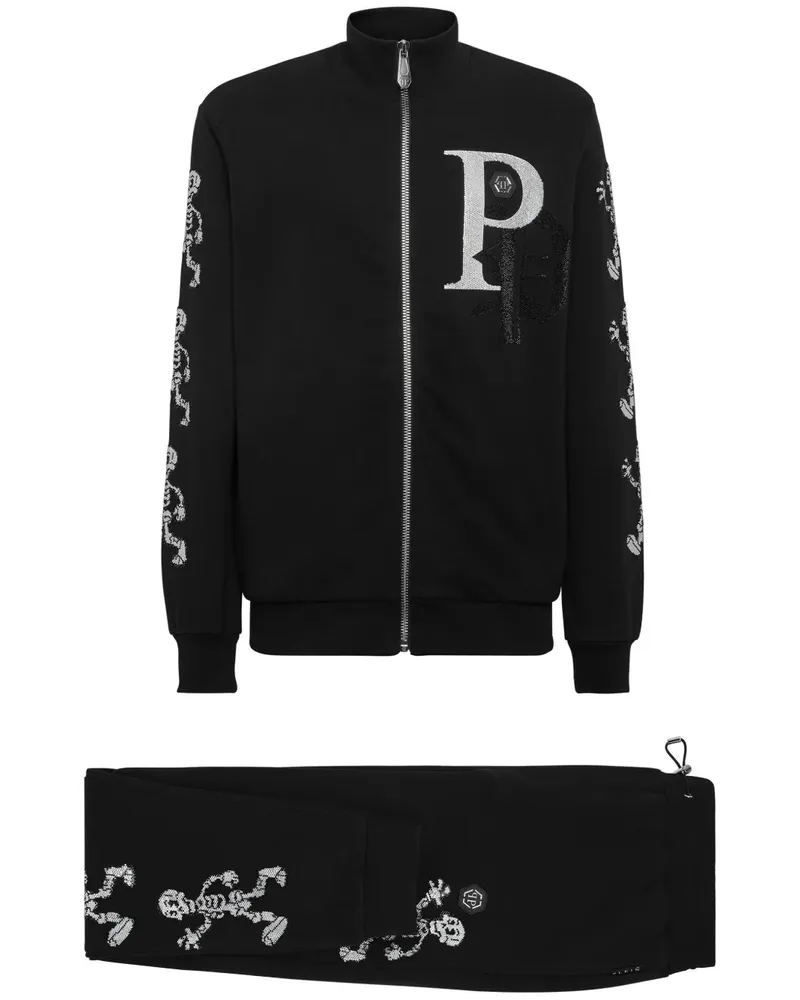 Philipp Plein Jersey-Jogginganzug mit Skelett-Print - Schwarz Schwarz