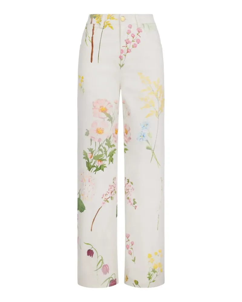 Oscar de la Renta Straight-Leg-Jeans mit botanischem Print - Weiß Weiß