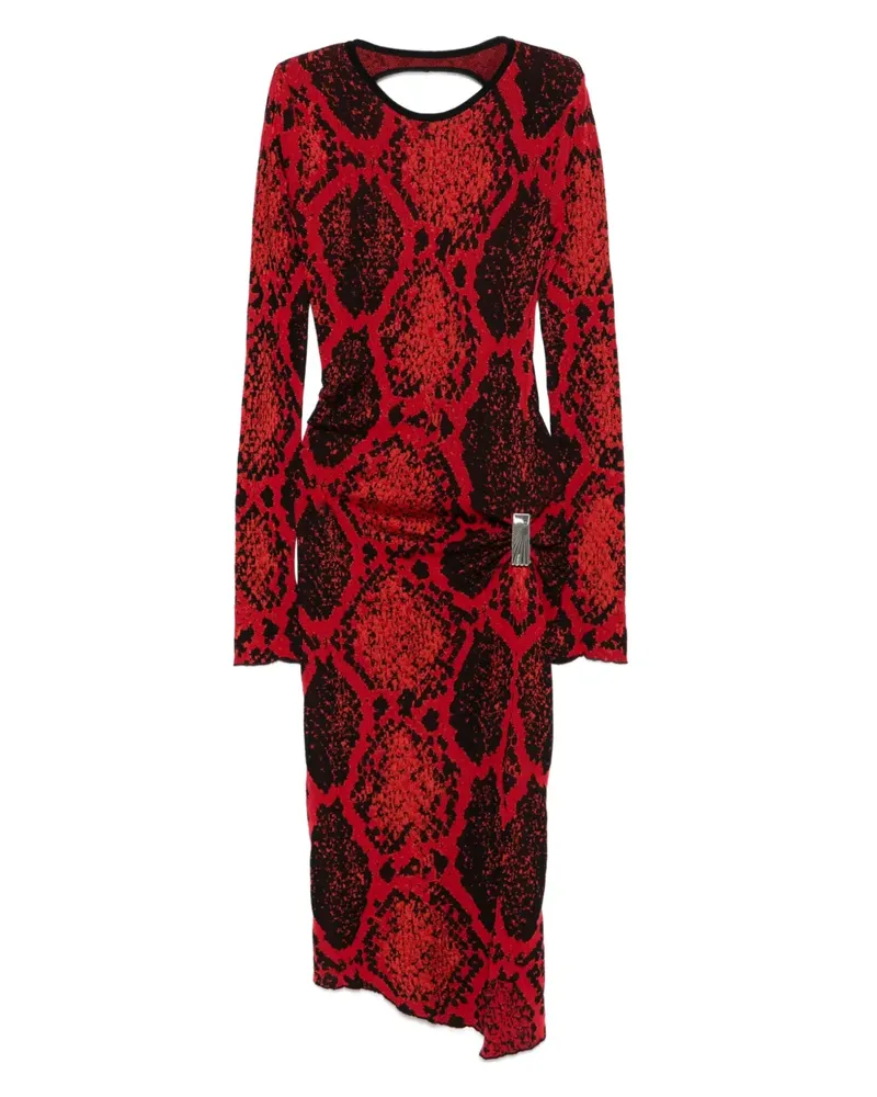 ATTICO Midikleid mit Schlangenleder-Print - Rot Rot