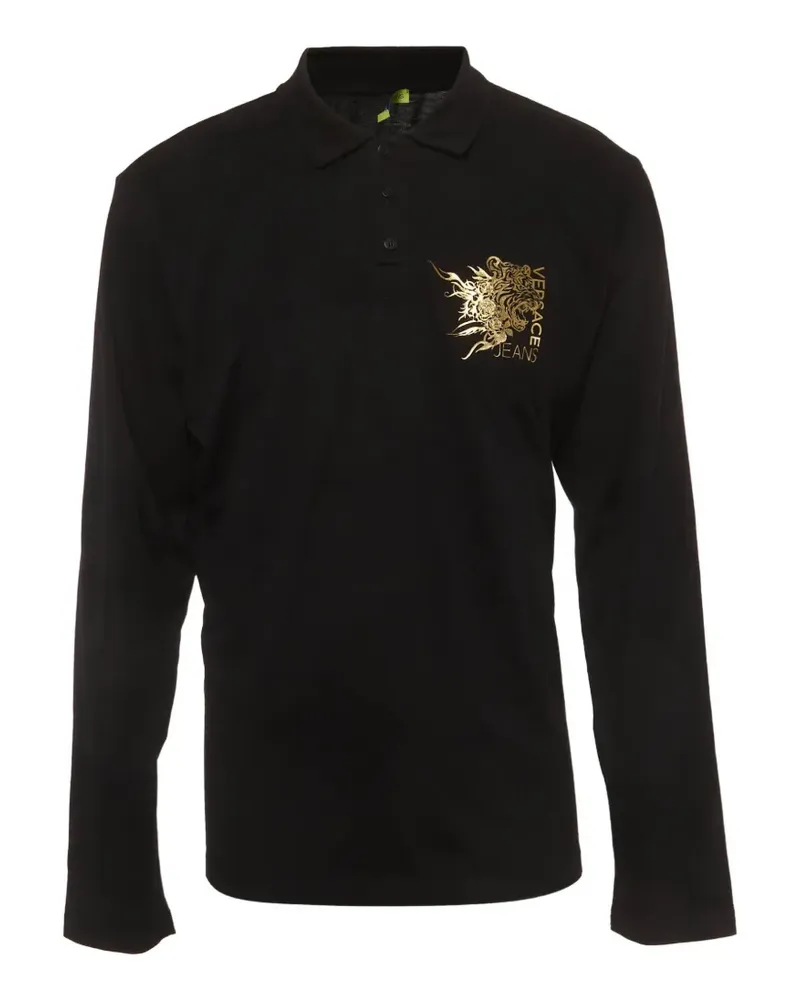 Versace Jeans logo tiger-print polo shirt - Schwarz Schwarz