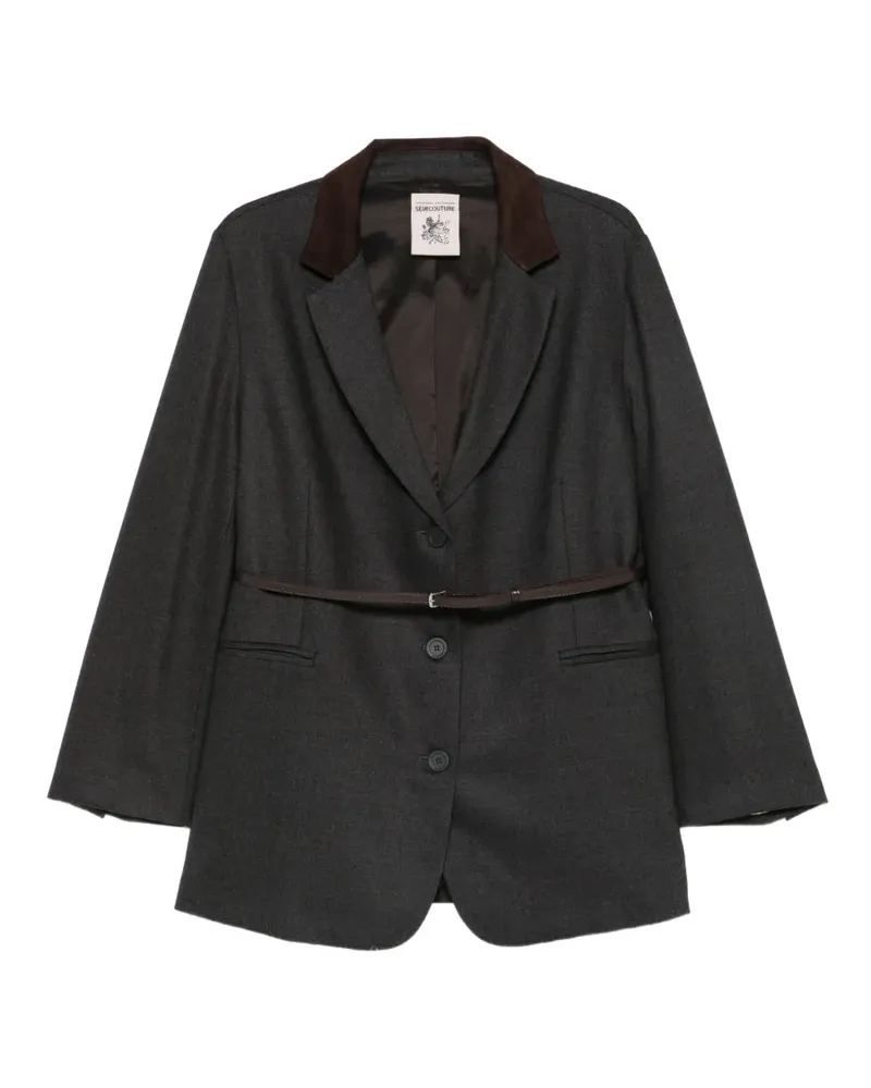 Semicouture Blazer mit Kontrastkragen und Gürtel - Grau Grau